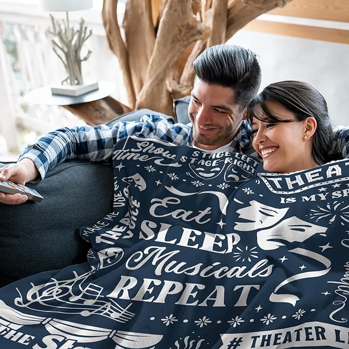 Broadway Blanket Gifts, Musical Theater Gifts for Lovers, Broadway Musical Gift for Theater Adult, Christmas Birthday Gift Blanket for Women Men, 50" x 60"