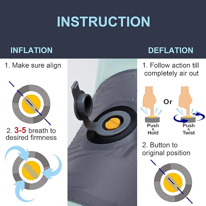 X-Foam Inflatable Camping Pillow Lite with Removable Foaming Cover | Comfortable, Washable Ultralight Portable with Neck Lumbar Support | Backpacking, Hiking, Travel, Air | Small (Ocean Blue)