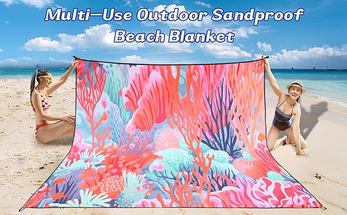 HIHOHO Beach Blanket Waterproof Sandproof Extra Large Beach Mat 79" X 83"/120"x108"for 1-8 Adults Quick Drying Durable Outdoor Picnic Mat for Beach Travel Camping Hiking