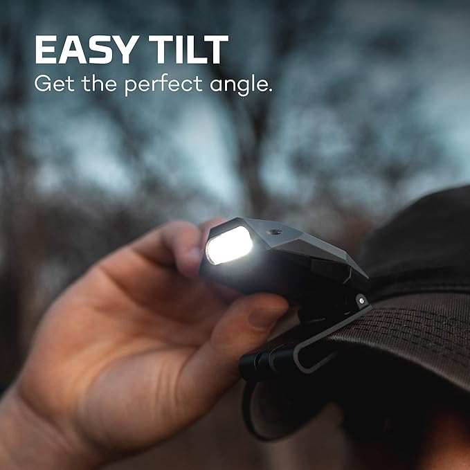 NEBO Einstein Rechargeable Cap Light | 50 Lumens, 3 Light Modes, 90 Degree Adjustable Tilt, Compact & Portable, Hands-Free Wave Activated LED Light, Includes Micro-USB Charging Cable.