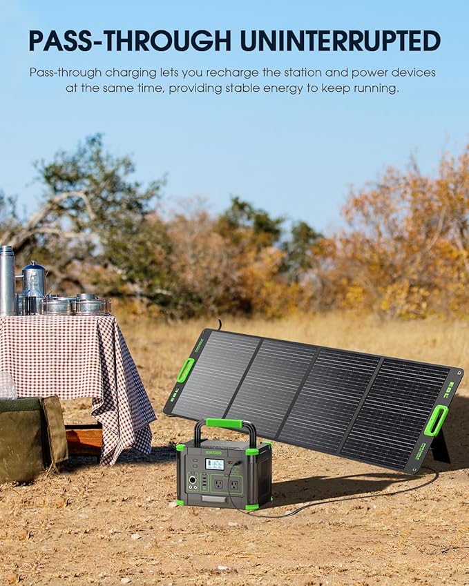 1000W Portable Power Station 999Wh, Solar Generator with 60W USB-C PD Output, Built-in BMS 110V Pure Sine Wave AC Outlet Backup Lithium Battery for Outdoors Camping Travel Emergency (Peak 2000W)