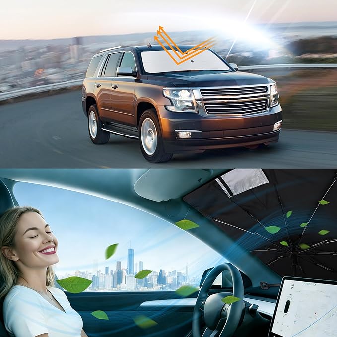 Windshield Sun Shade Umbrella Accessories Compatible with 2015 2016 2017-2020 Tahoe SUV for Foldable Sunshade Sun Visor Blocks UV