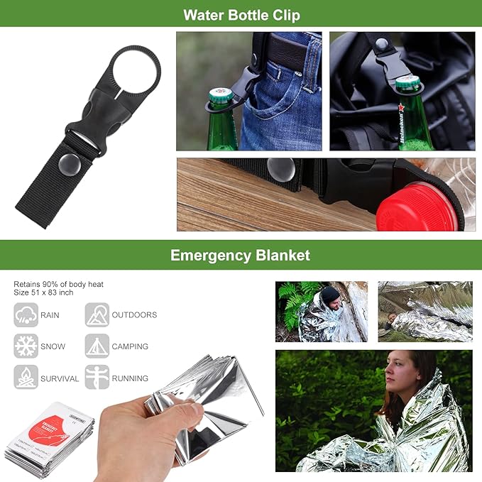 Survival Kits, 16 Pcs Survival Gear and Equipment, Christmas Stocking Stuffers for Camping Outdoor Adventure Gifts for Men Christmas