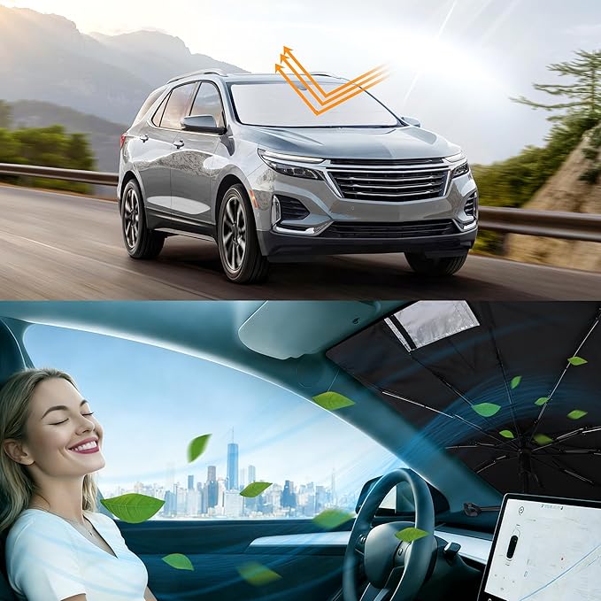 Windshield Sun Shade Umbrella Accessories Compatible with 2018 2019 2020-2026 Chevy Equinox for Foldable Sunshade Sun Visor Blocks UV