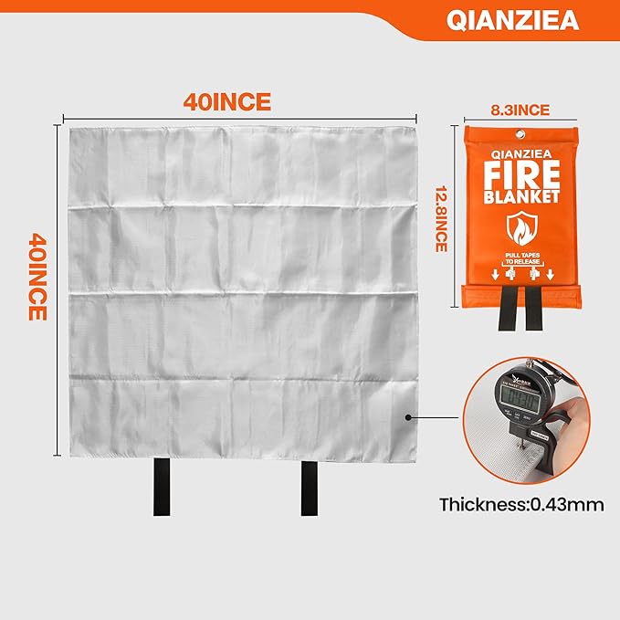 Fire Blanket for Emergency Safety, Protective Flame Resistant Cover,2-Pack