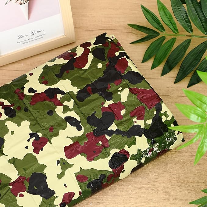 Preboun Camo Emergency Sleeping Bags Camo Blankets Emergency Shelter Survival Gear Portable Lightweight Thermal Bivy Sack Waterproof for Outdoor Camping Hiking Homeless Shelter