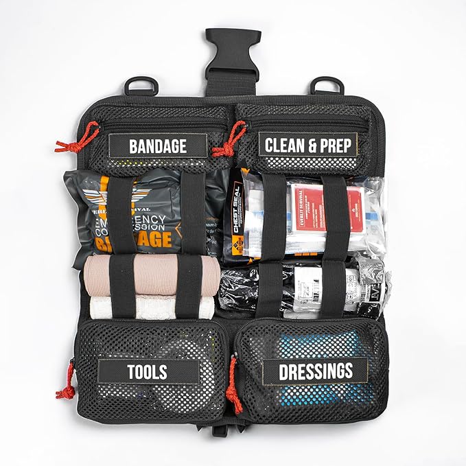 EVERLIT Roll Up Trauma First Aid Kit with CAT Tourniquet-Tactical IFAK Emergency Medical Kit for Outdoor, Vehicle & Home Preparedness-Quick Release Molle Bag for First Responders (Black)