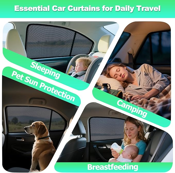 Car Window Shades for 2018-2024 Camry - Rear Side Window Sun Shade for Baby, Breathable Mesh Car Privacy Window Covers, UV Protection & Heat Insulation for Road Trips, Napping, Camping (2 PCS)