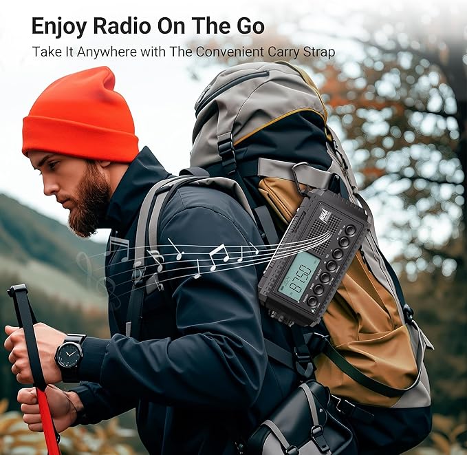 Auto NOAA Digital 5000 Weather Radio with Backlit LCD Screen, 5 Way Powered Solar Hand Crank Portable AM/FM/Shortwave Emergency Radio/Phone Charger,Read Lamp/Camping Flashlight,Earbud Jack,Clock,SOS