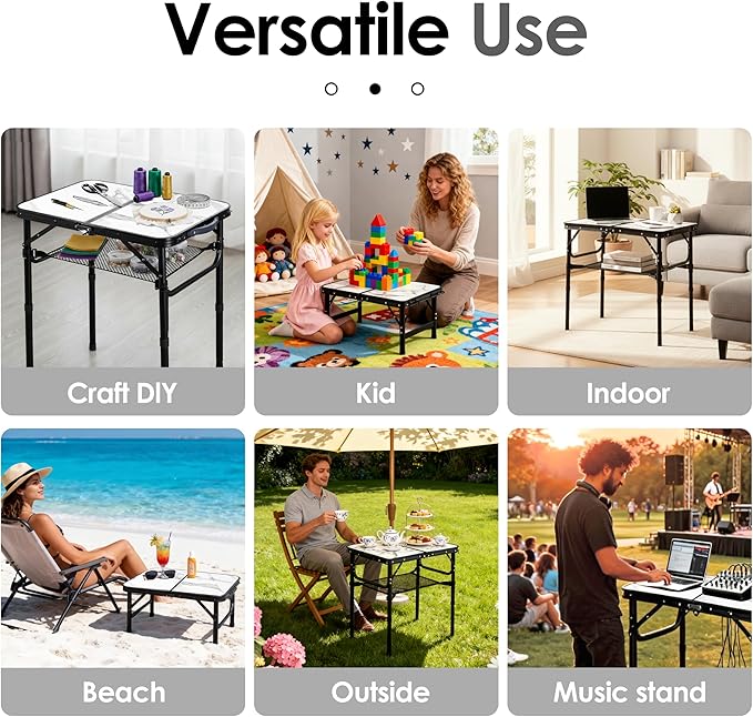 Folding TV Trays Foldable Dinner Tray Table Adjustable Height Food Snack Eating Couch Side Table Study Aluminum Portable Sofa Tray End Table for Outdoor Indoor Camp Pinic Bed Couch Living Room(Marble)