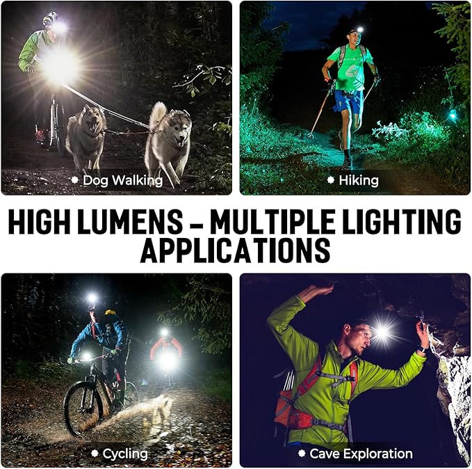 LED Rechargeable Headlamp 2 Pack, 99,000 Lumens Head Lamps (Include Βattery) Super Bright Long Distance Headlamps with 5 Mode Waterproof, 90° Adjustable Head Lights for Forehead Adults Outdoor Camping