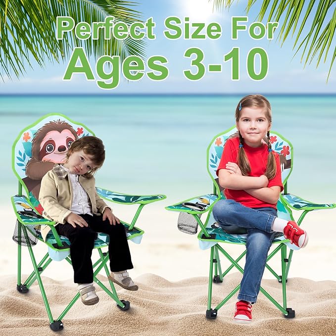 KABOER Kids Outdoor Folding Lawn and Camping Chair with Cup Holder and Carrying Bag, Children's Camping Chairs