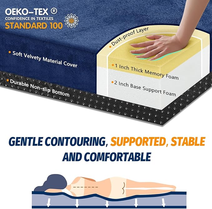 CYMULA Memory Foam Camping Mattress Pad, CertiPUR-US Sleeping Mat, Portable Roll Up Mattress for Adults, Camping Bed Pads for Sleepover, Car Bed with Travel Bag