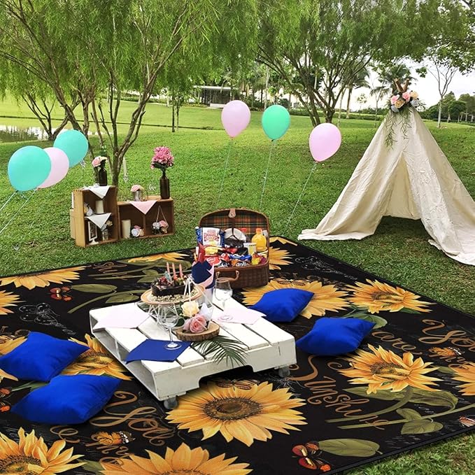 Supfitness Extra Large Picnic Blankets Waterproof Foldable (80 "x 80") Beach Blanket Waterproof Sandproof,3-Layer Thicking Mat Outdoor Packable Camping Blanket