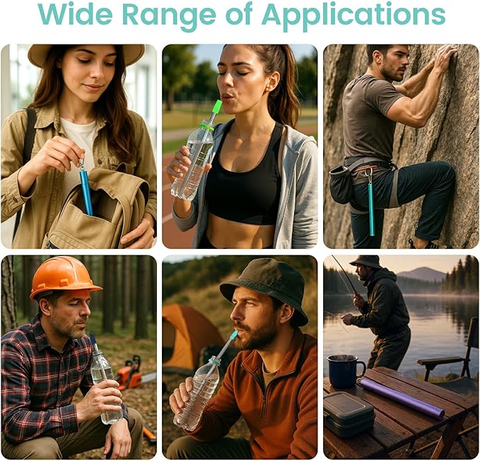 Sursip Portable Water Filter Straw Reusable Stainless Steel Outdoor Emergency Survival Gear for Camping & Hiking Travel Personal Water Purifier Filter Straw