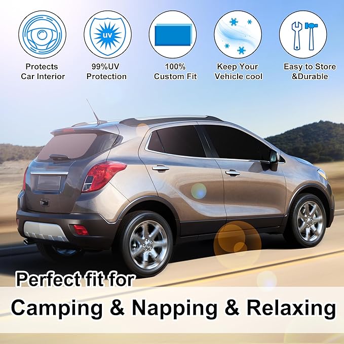 6PCS Windshield Sun Shade Custom Fit for 2013-2019 Buick Encore Accessories Foldable Sunshade Side Rear Window Shade Cover Full Set Privacy Protection Keeps Car Cool