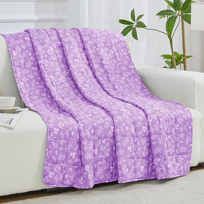 yescool Weighted Blanket for Adults (15 lbs, 48" x 72", Mauve) Cooling Heavy Blanket for Sleeping Perfect for 140-160 lbs, Twin Size Breathable Blanket with Premium Glass Bead, Machine Washable