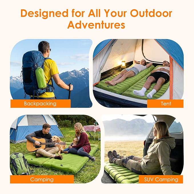 Minthouz Camping Sleeping Pad, 5 Inch Thick Inflatable Camping Pad, Foot Pump Fast Inflation, Portable Sleeping Mat for Camping Backpacking Hiking Traveling Tent