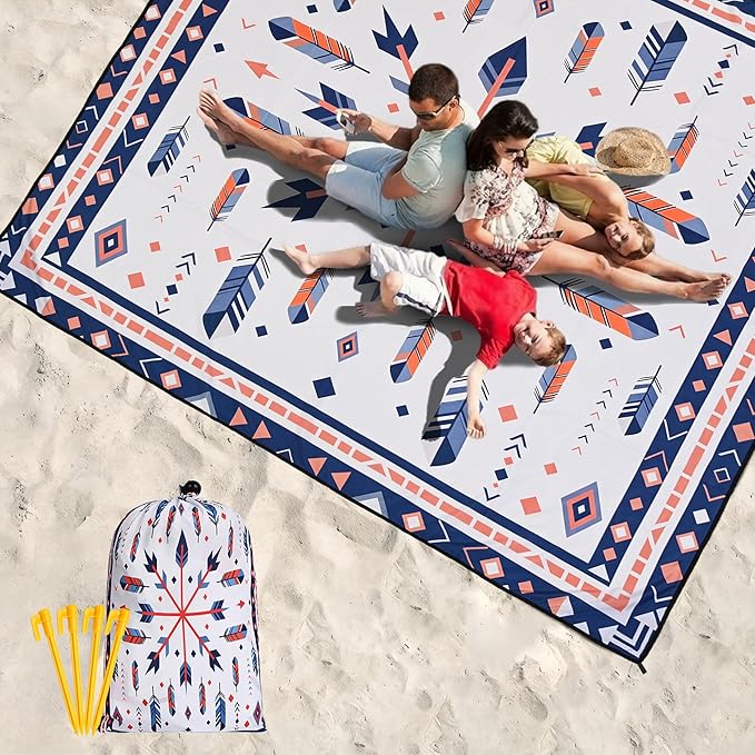 HIHOHO Beach Blanket Waterproof Sandproof Extra Large Beach Mat 79" X 83"/120"x108"for 1-8 Adults Quick Drying Durable Outdoor Picnic Mat for Beach Travel Camping Hiking