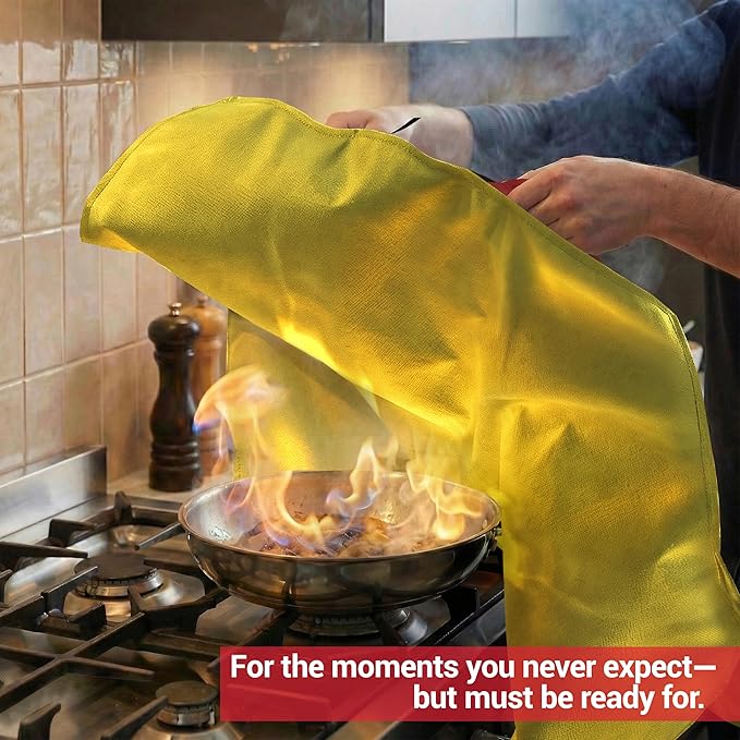 National Park Foundation Partner Emergency Silicone Fire Blanket with Safety Handles, 40"x40" Silicone Coated UM9 Fiberglass Fire Blanket, Home and Kitchen Fires, Camping Gear, Designed in USA