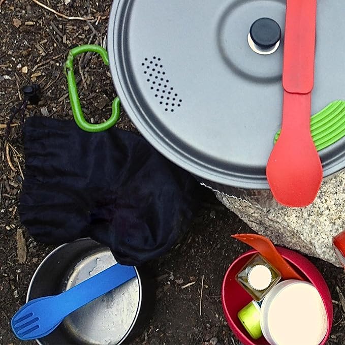 humangear GoBites Click | Travel & Camping Utensils | Portable & Convertible Dining Ware | Collapsable Fork and Spoon