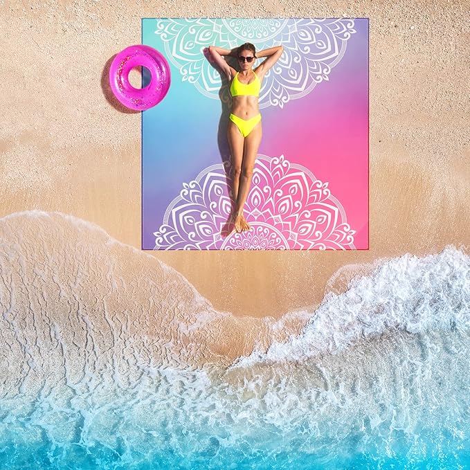 HIHOHO Beach Blanket Waterproof Sandproof Extra Large Beach Mat 79" X 83"/120"x108"for 1-8 Adults Quick Drying Durable Outdoor Picnic Mat for Beach Travel Camping Hiking