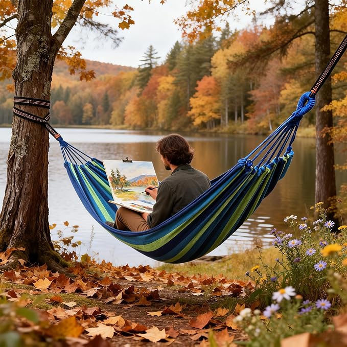Outdoor Amacas Garden Camping Hammock,Hammock Portable with Carrying Bag for Patio Yard Garden Backyard Porch Travel 