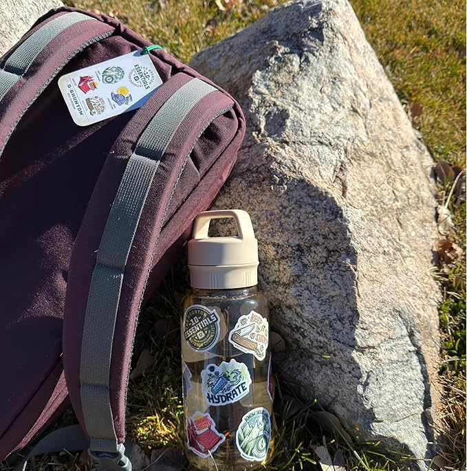 Brunton 10 Essentials Checklist & Sticker Kit – Waterproof Outdoor Survival Gear Decal for Water Bottles & Gear Bins – Hiking Safety Reminder for Scouts, Campers, and Emergency Prep