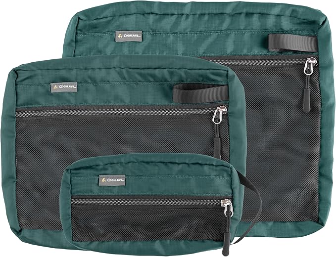 Coghlan's Organizer Bags Set - 3 Sizes (7.5"x3.5", 10"x8", 12"x10") - Lightweight Oxford Ripstop with Mesh Front, Zippered Access - Ideal for Camping Gear, Travel Essentials, and Storage Solutions