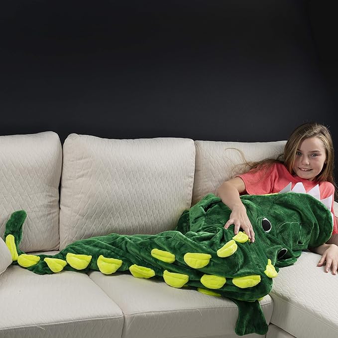 Cozy Crocodile Animal Tail Blanket for Kids Soft and Comfortable Kids Sleeping Bag Sleep Sacks Blankets for Movie Night, Sleepovers, Camping and More - Fits Boys and Girls Ages 3-13 Years
