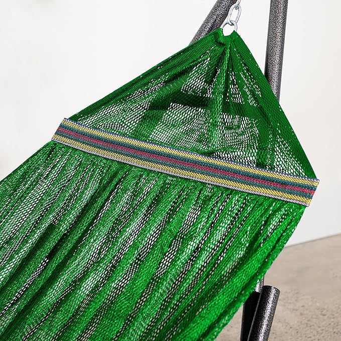 Best Home Fashion Hammock for 2 Persons with Collapsible Steel Stand 600 lbs Capacity- Portable Carrying Case, Adjustable, Perfect for Camping Beach Patio, EZ Daze Foldable Hammock with Stand- Green