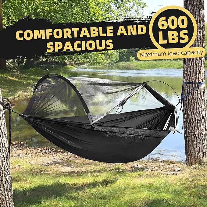 Lulladle Camping Hammock - (Double/Single) Hammock Portable with Tree Straps and with Mosquito Net,Nylon Hanging Hammock Easy Setup and Pack for Outdoor, Hiking and Backyard
