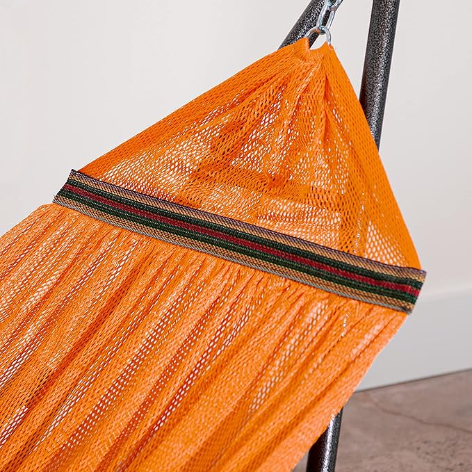 Best Home Fashion Hammock with Collapsible Steel Stand 450 lbs Capacity & Carrying Case, Portable & Adjustable, Perfect for Camping Beach Summer Patio, EZ Daze Foldable Hammock with Stand- Orange