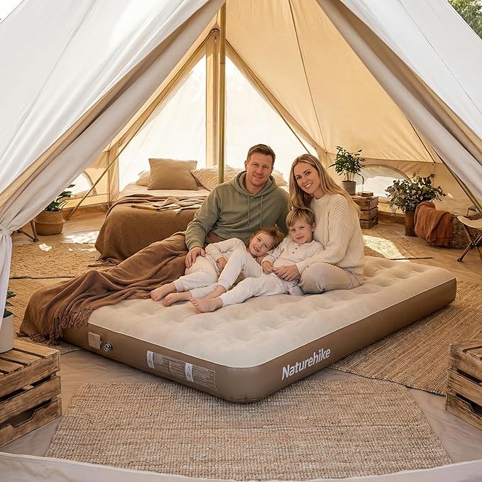 Naturehike California King Air Mattresses with Rechargeable Built-in Pump, Inflatable Mattress, Portable Blow up Mattress, Air Bed for Home, Camping, Guest