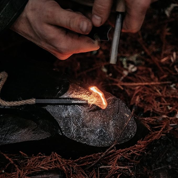 Überleben | Tindår Tinder Fire Starter Kit – 3 Paraffin-Wax Hemp Wicks & Aluminum Bellow Sleeve – 60 Min Burn, Waterproof Rope Match Fire Starter – Camping Essentials