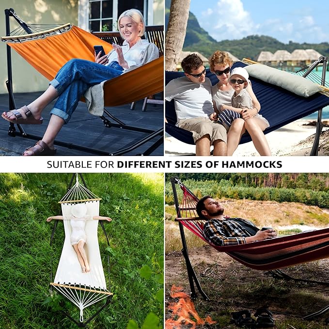 Tranquillo Unity Adjustable Hammock Stand, 800 lbs Capacity Steel Double Hammock Stand for 2 Persons, Premium Pre-Assembled Stand for Indoor Outdoor, Navy