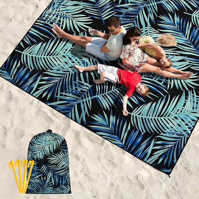 HIHOHO Beach Blanket Waterproof Sandproof Extra Large Beach Mat 79" X 83"/120"x108"for 1-8 Adults Quick Drying Durable Outdoor Picnic Mat for Beach Travel Camping Hiking