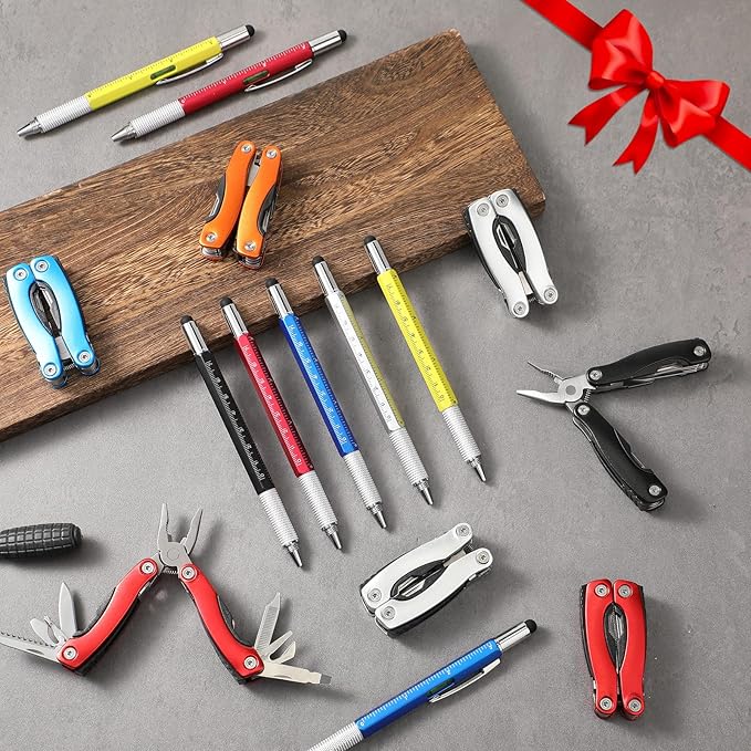 20 Pack Mini Multitool Bulk Easter Day Gifts for Men Him Dad Swag Bags Stuffers 6 in 1 Multi Tool Pen Multitool Pliers Pocket Knife for Men Birthday Camping Survival, 5 Colors