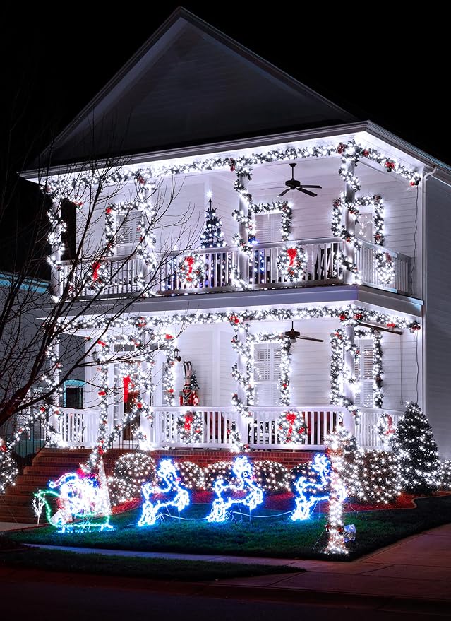 Minetom Solar String Lights Outdoor, Extra Long 72FT 200 LED Christmas String Lights with 8 Lighting Modes, Waterproof Solar Light Outdoor for Outside Tree Balcony Gazebo, Pure White