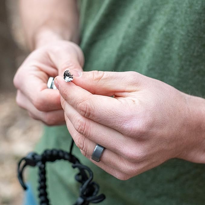 ELK Paracord Survival Bracelets - 2 Pack, Adjustable Size, Loud Whistle, Fire Starter - Ideal for Outdoor Enthusiasts, Hiking, Camping, Fishing, and Hunting (Black and Black+Orange)