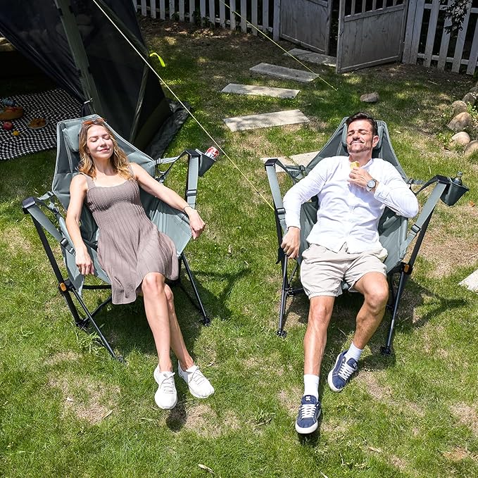 Timber Ridge Hammock Camping Chair with Adjustable Backrest, Heavy Duty Folding Hammock Chair Supports 300lbs, Portable Hammock Chair for Camping, Travelling and Patio, Grey
