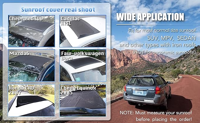 Magnetic Sunroof Sun Shade, Car Moonroof Side Window Breathable Sun Roof Screen Mesh Net, Quick Install, UV Protection, Release Heat and Ventilation for Car Overnight Camping, Parking on Trips