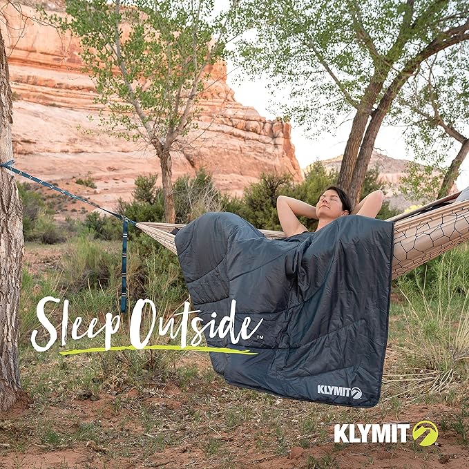 Klymit Horizon Travel Packable Camping Blanket and Comforter, Blue/Black