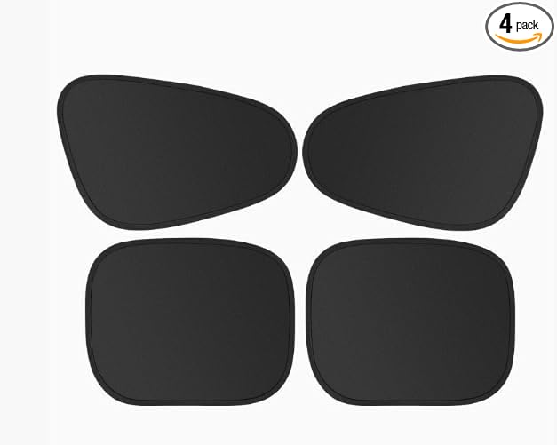 Electrostatic Adsorption Car Window Shades, 4-Pack Privacy Curtains, Sun Shades for Baby, 100% Light Blocking Sun Curtains for Car, Camping, Napping, Sleeping, Breastfeeding, Cloth Changing