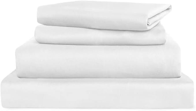 Moonsea Full Sheet Set Deep Pocket - 4 Piece Extra Soft Full Bed Sheets - Side Storage Pocket Fitted Sheet & Pillowcase & Flat Sheet - Easily Fits 16in to 24in Pillow Top Air Bed Mattress - White