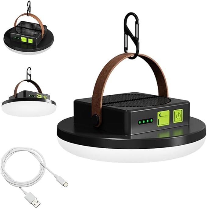 Camping Light Rechargeable, 4500LM 45W Tent Light with Hook, Solar & USB Fast Charging, Long Battery Life, 4 Light Modes, Hanging Portable Lamp for Power Outages, Camping Gear, Emergency, Outdoor