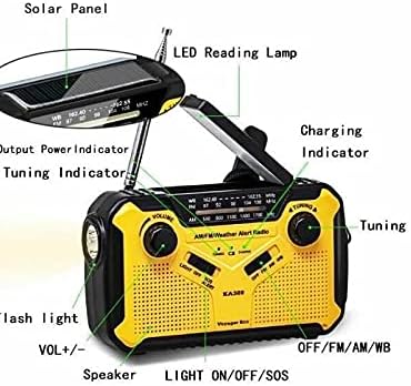 Kaito Voyager ECO Emergency Radio KA369 AM/FM NOAA Weather Alert 5-Way Powered Solar Crank Radio Receiver with LED Flashlight and USB Mobile Phone Charger Yellow