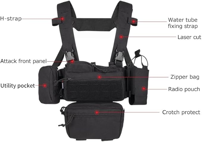 Tactical Chest Mini Rig 1000D Quick Release Multifunctional Tactical Vest Outdoor with Multi-Pockets
