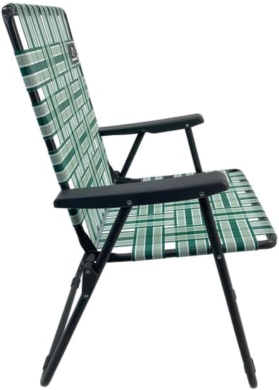 MOUNTAIN SUMMIT GEAR Retro Webbed Camping Chair - Lightweight, Foldable, Durable Steel Frame, 300lb Capacity, Vintage Stripes by Caddis Sports (4, Sage Green)