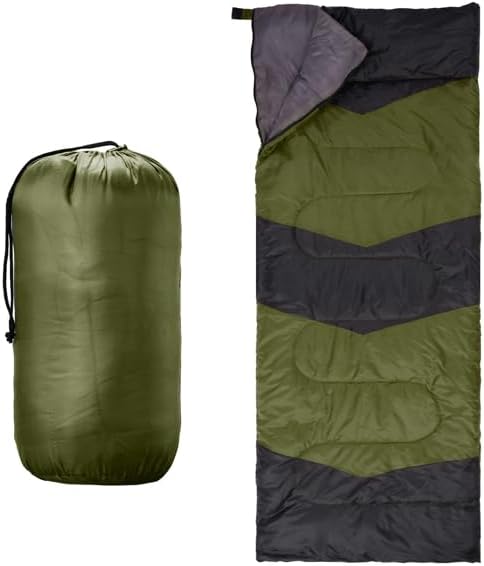 Lightweight Sleeping Bag for Backpacking, Hiking, Waterproof Compact Envelope Sleeping Bag for Cold & Warm Weather, Green